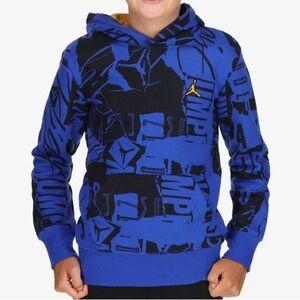 Jordan Kids Blue and Black Jumpman All Over Print Hoodie